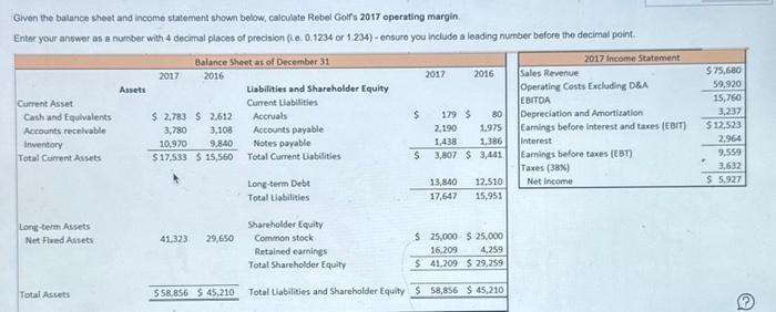 Solved Given the balance sheet and income statement shown | Chegg.com