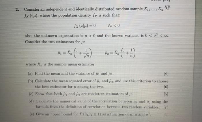 Solved IID 2. Consider an independent and identically | Chegg.com