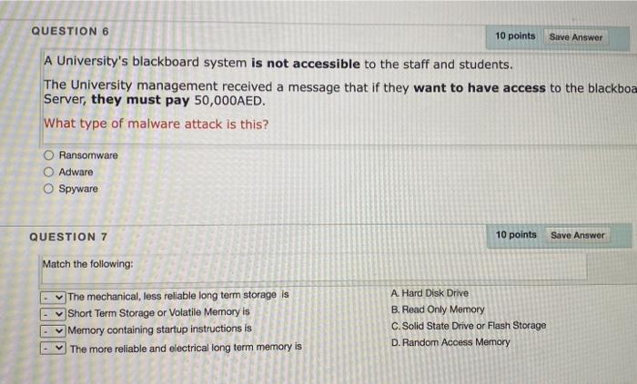 Solved QUESTION 6 10 points Save Answer A University's | Chegg.com
