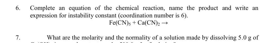 Complete an equation of the chemical reaction, name | Chegg.com