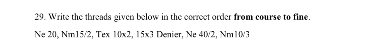 Solved Write the threads given below in the correct order | Chegg.com