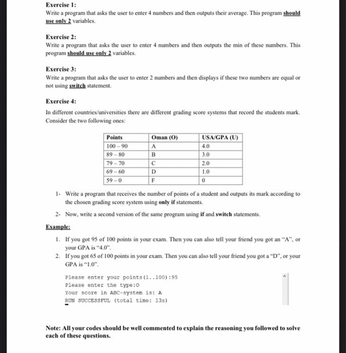 Solved Exercise 1 Write A Program That Asks The User To 2419