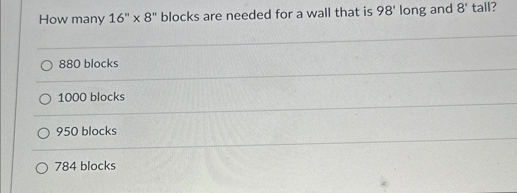 How many 16''×8'' ﻿blocks are needed for a wall that | Chegg.com