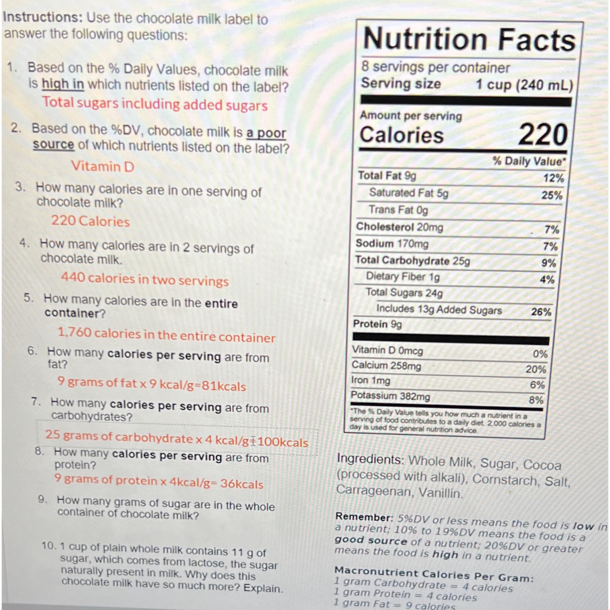 Food Label for Chocolate Milk Your Guide to Decoding the Bottle