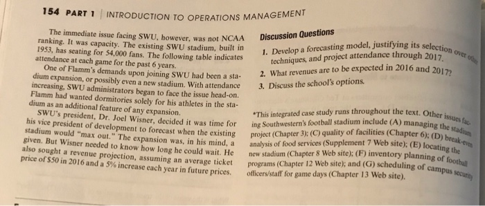 Case study southwestern university from operation management textbook image