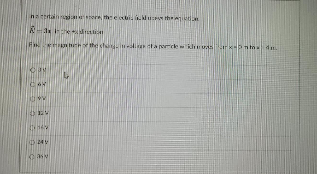 Solved In a certain region of space, the electric field | Chegg.com