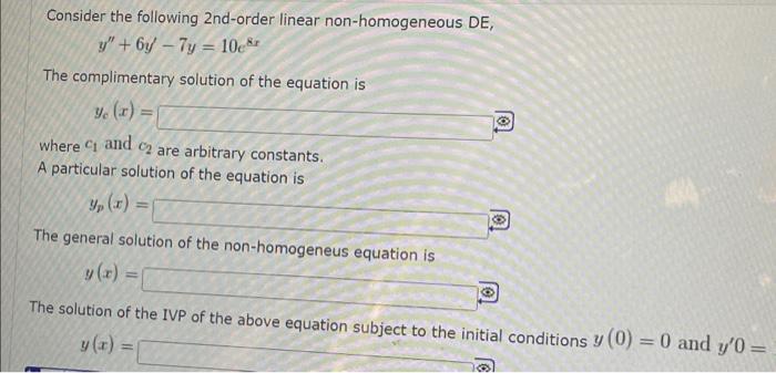 Solved Consider The Following 2nd Order Linear