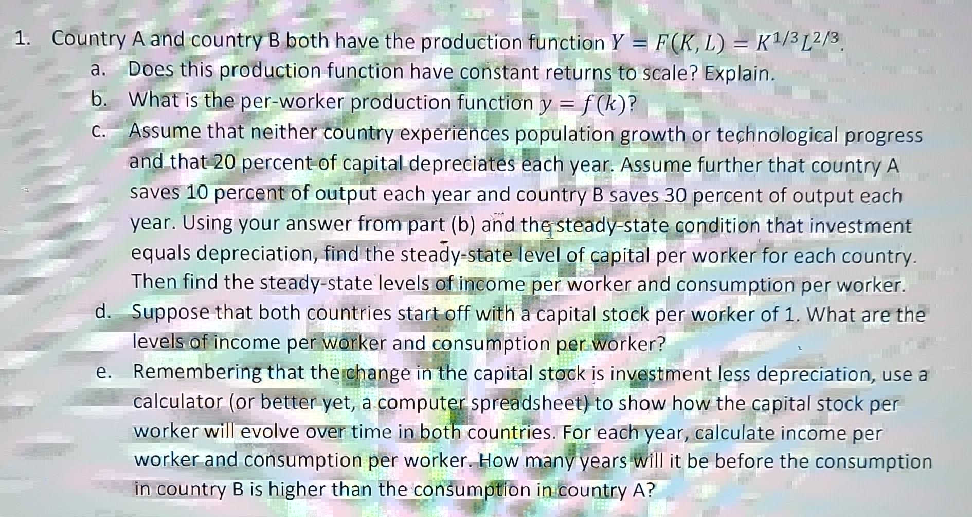 Solved Country A And Country B Both Have The Production | Chegg.com