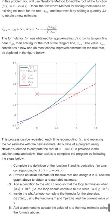 Solved In this problem you will use Newton's Method to find | Chegg.com