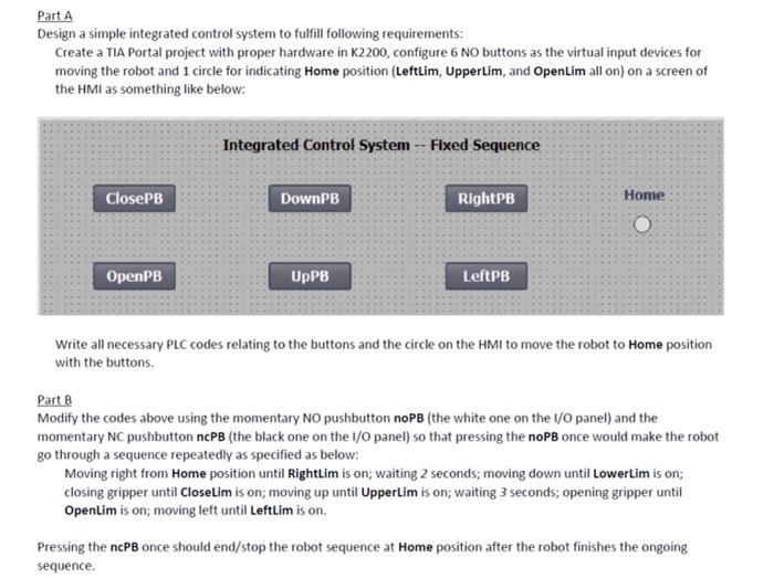Solved Part A Design a simple integrated control system to | Chegg.com