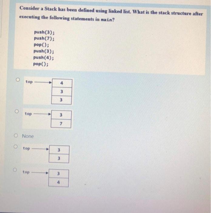 Solved Consider a Stack has been defined using linked list. | Chegg.com