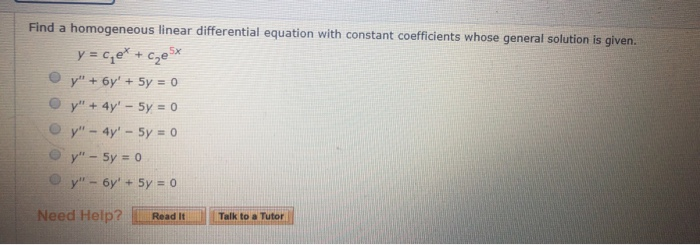 Solved Find a homogeneous linear differential equation with | Chegg.com