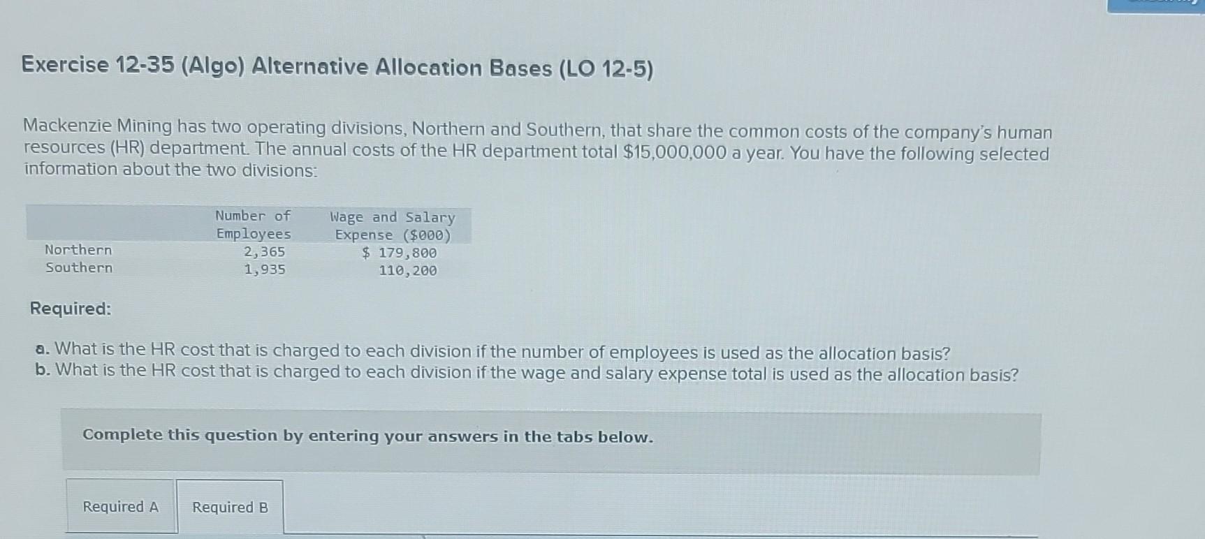 Solved Exercise 1235 (Algo) Alternative Allocation Bases