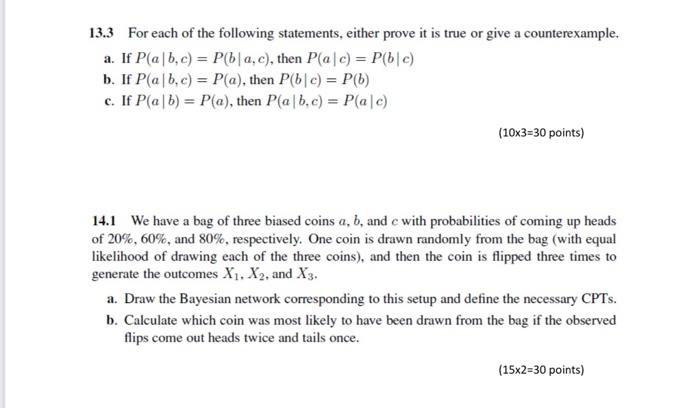 Solved 13.3 For each of the following statements either Chegg