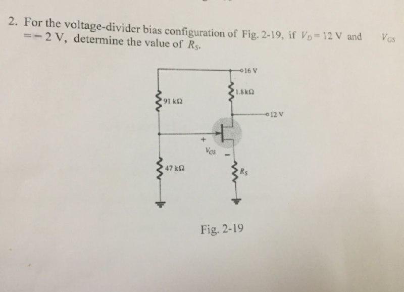 Solved 2 For The Voltage Divider Bias Configuration Of Fig