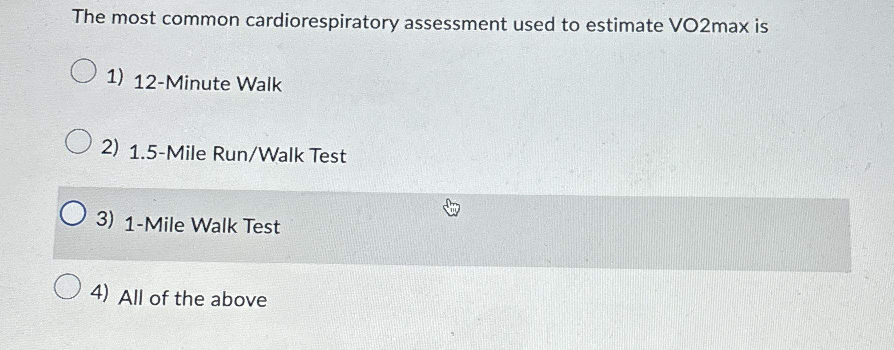 Solved The most common cardiorespiratory assessment used to | Chegg.com