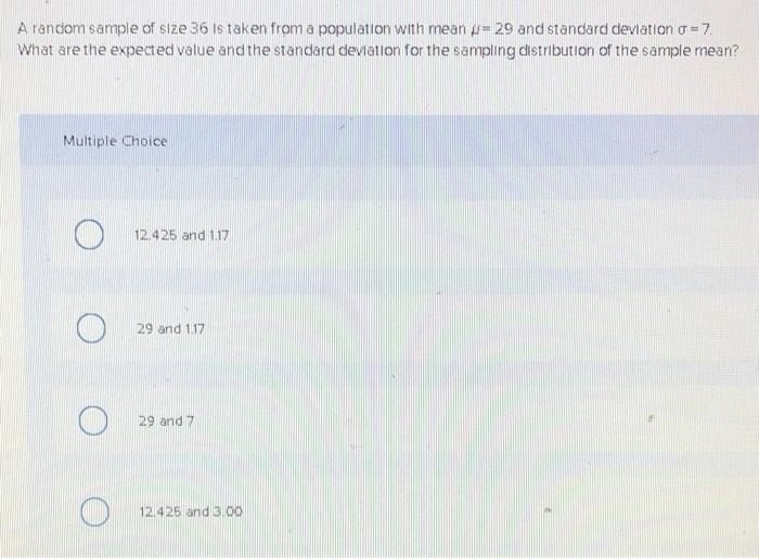 Solved A random sample of size 36 is taken from a population | Chegg.com
