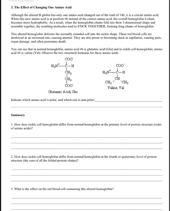 Solved Sickle Cell At The Molecular Level In Sickle Cell | Chegg.com