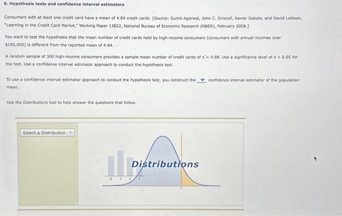 Solved 6. Hypothesis tests and confidence interval | Chegg.com