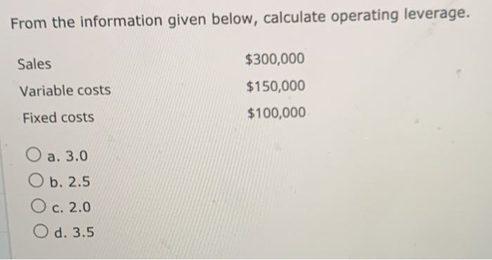 Solved From The Information Given Below, Calculate The | Chegg.com