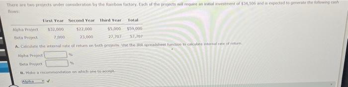 Solved There are two projects under consideration by the | Chegg.com