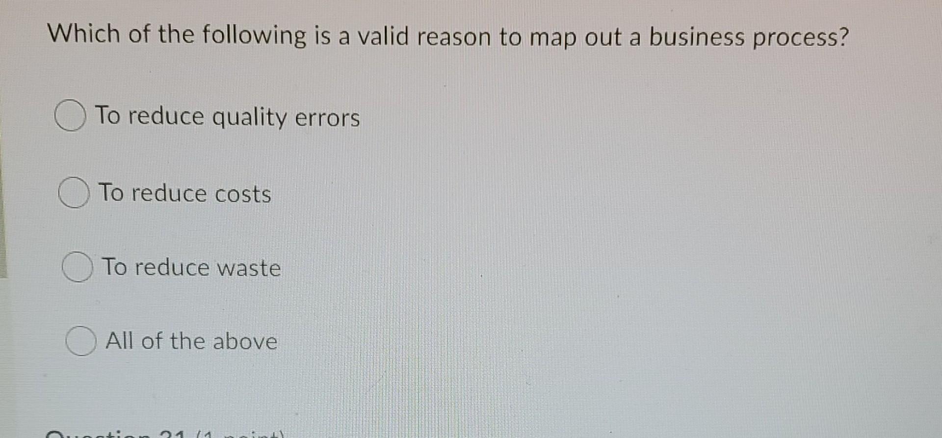 Solved Which of the following is a valid reason to map out a | Chegg.com