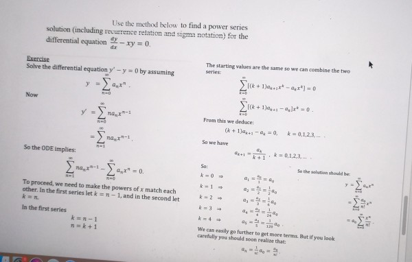 Solved Use The Method Below To Find A Power Series Solution | Chegg.com