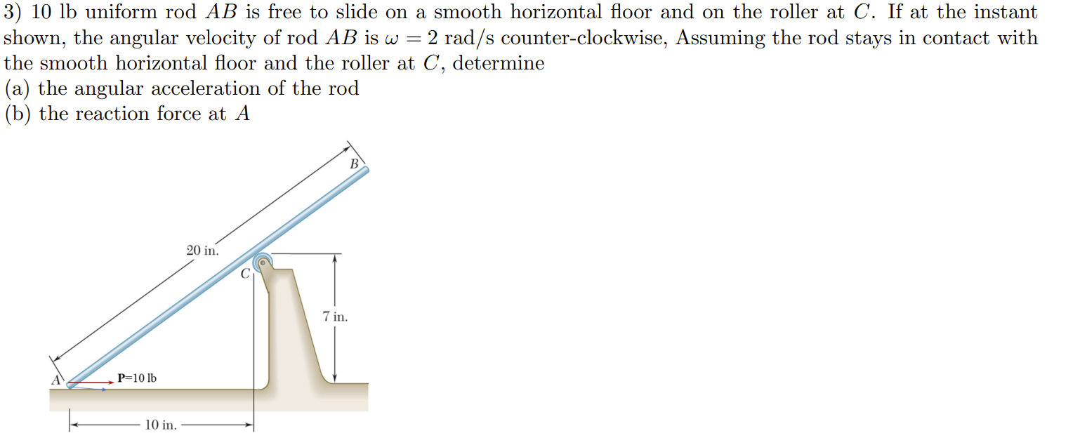 Solved 10lb ﻿uniform RodAB Is Free To Slide On A Smooth | Chegg.com