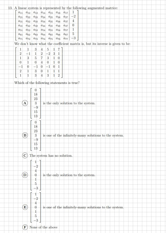 Solved 13. A linear system is represented by the following | Chegg.com