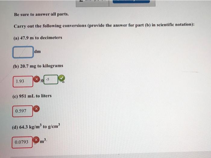 Solved Be sure to answer all parts. Carry out the following | Chegg.com