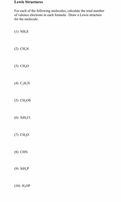 Solved Lewis Structures For each of the following molecules, | Chegg.com
