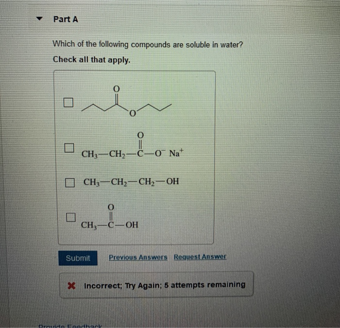 Solved Part A Which of the following compounds are soluble