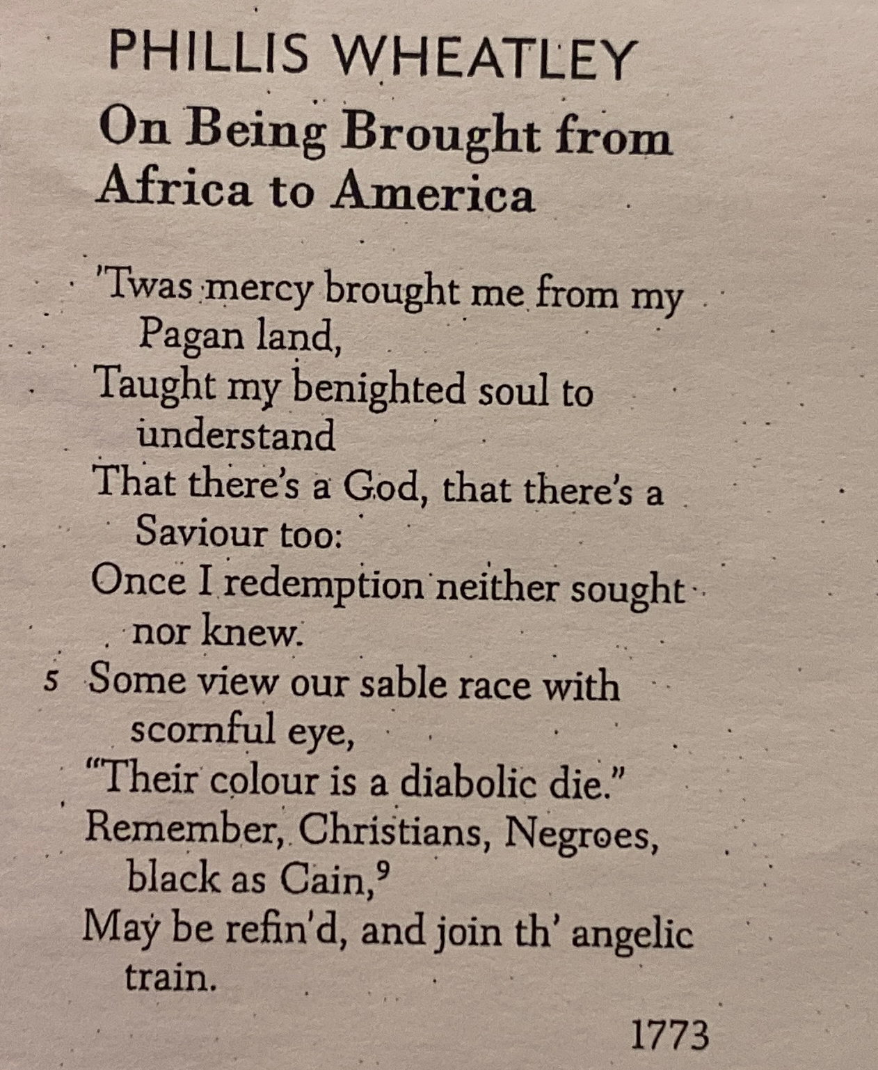 Solved What does this poem mean?PHILLIS WHEATLEYOn Being | Chegg.com, image size:1262x1537