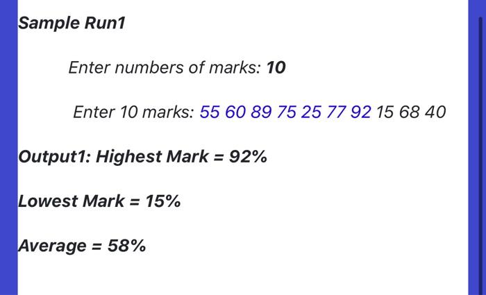 Solved Write a java program that accepts given n number of | Chegg.com