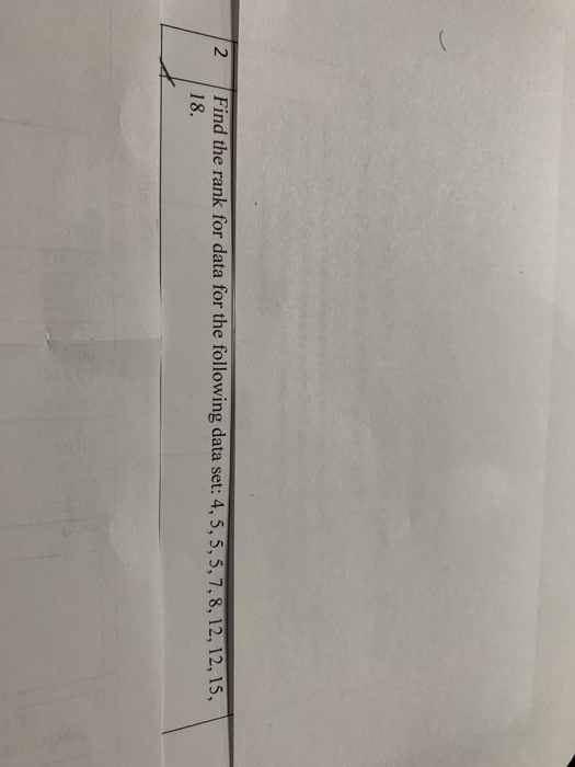 Solved Find the rank for data for the following data set: 4, | Chegg.com