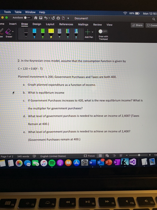 Solved 9 88% Mon 12:16 Tools Table Window Help . AutoSave B | Chegg.com