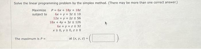 Solve the linear programming problem by the simplex | Chegg.com