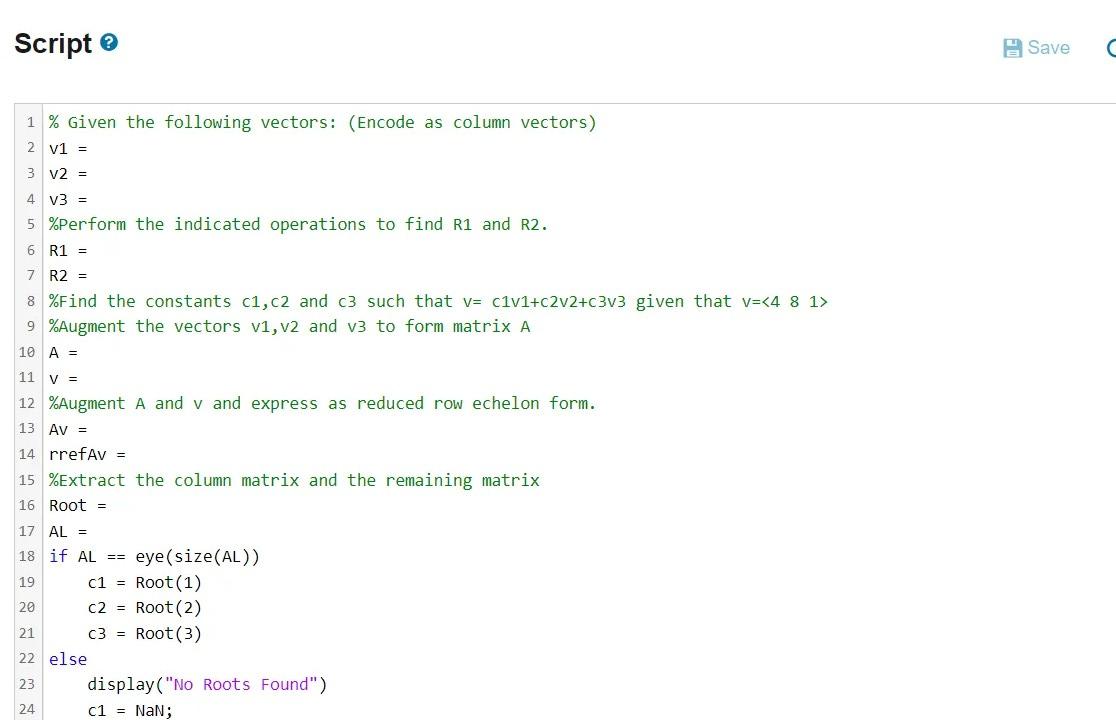 Solved Linear Combination Given The Following Vectors: V1