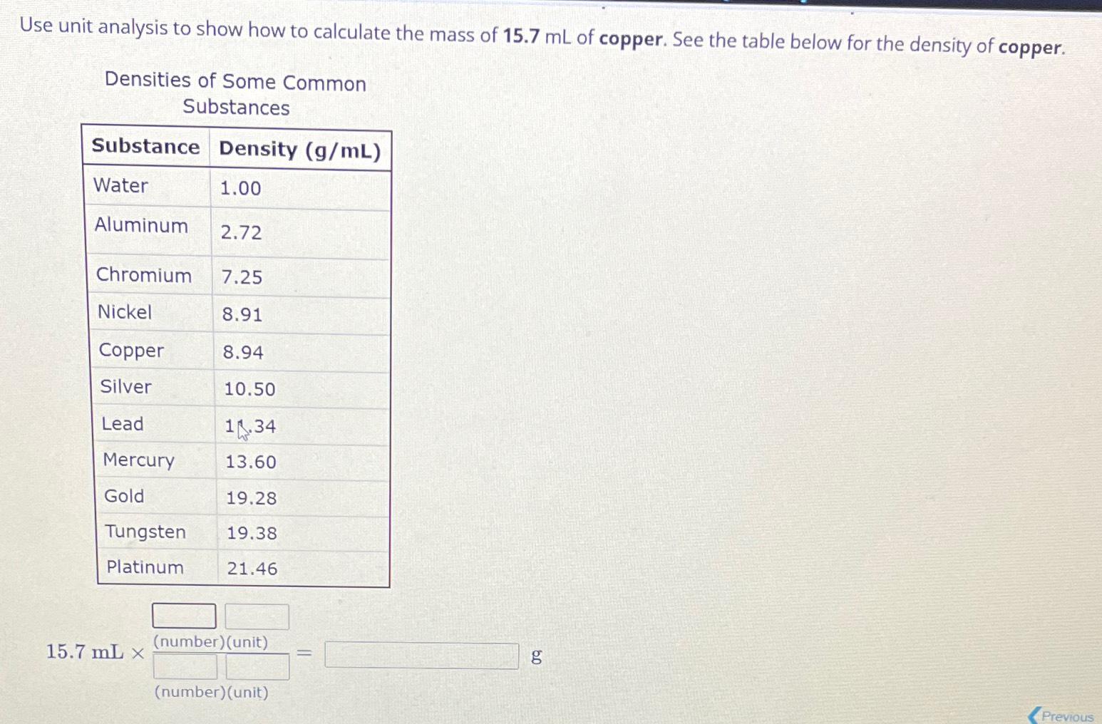 Solved Use unit analysis to show how to calculate the mass