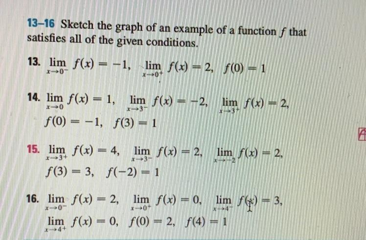 Solved 13–16 Sketch the graph of an example of a function f | Chegg.com