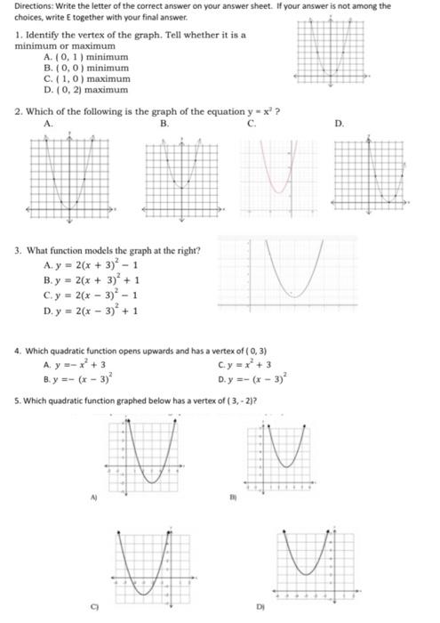 Solved Directions: Write the letter of the correct answer on | Chegg.com