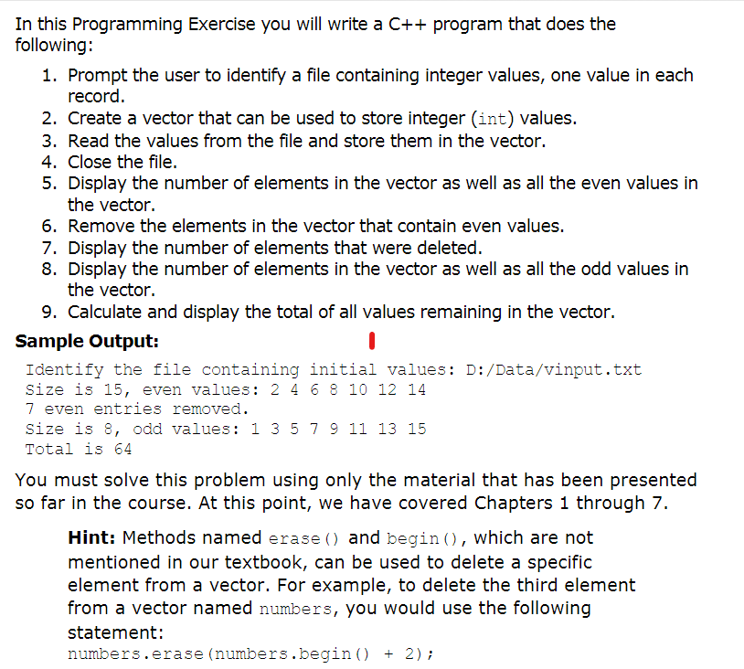 Solved In this Programming Exercise you will write a C++ | Chegg.com