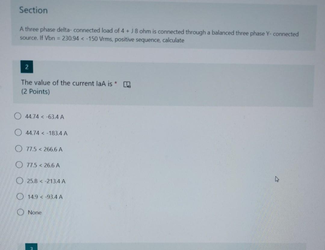Solved Section A three phase delta- connected load of 4 + J | Chegg.com