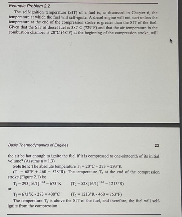 Solved Example Problem 2.2 The selfignition temperature