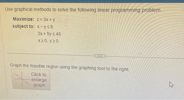 Solved Use graphical methods to solve the following linear | Chegg.com