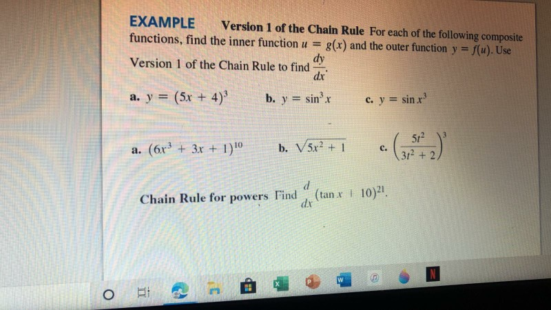Solved EXAMPLE Version 1 of the Chain Rule For each of the | Chegg.com