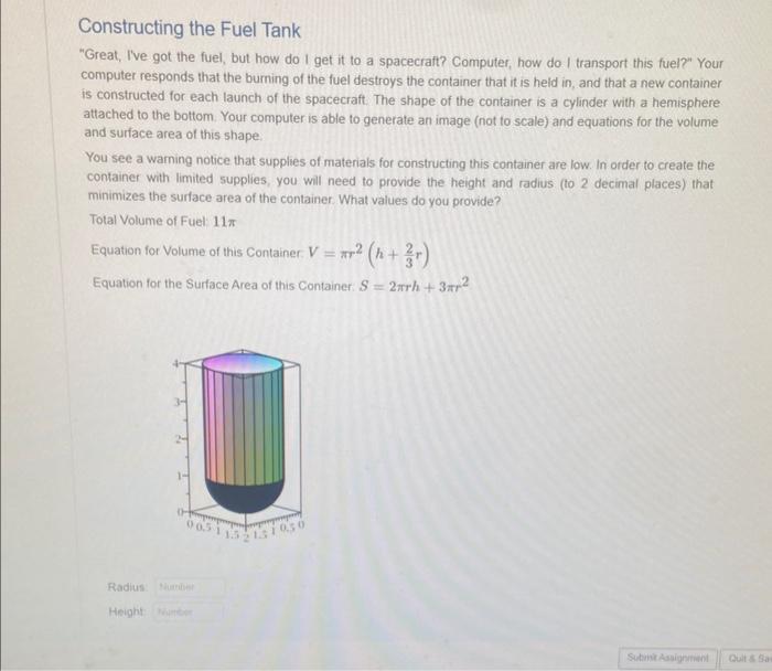 Solved Constructing The Fuel Tank Great I Ve Got The Chegg Com