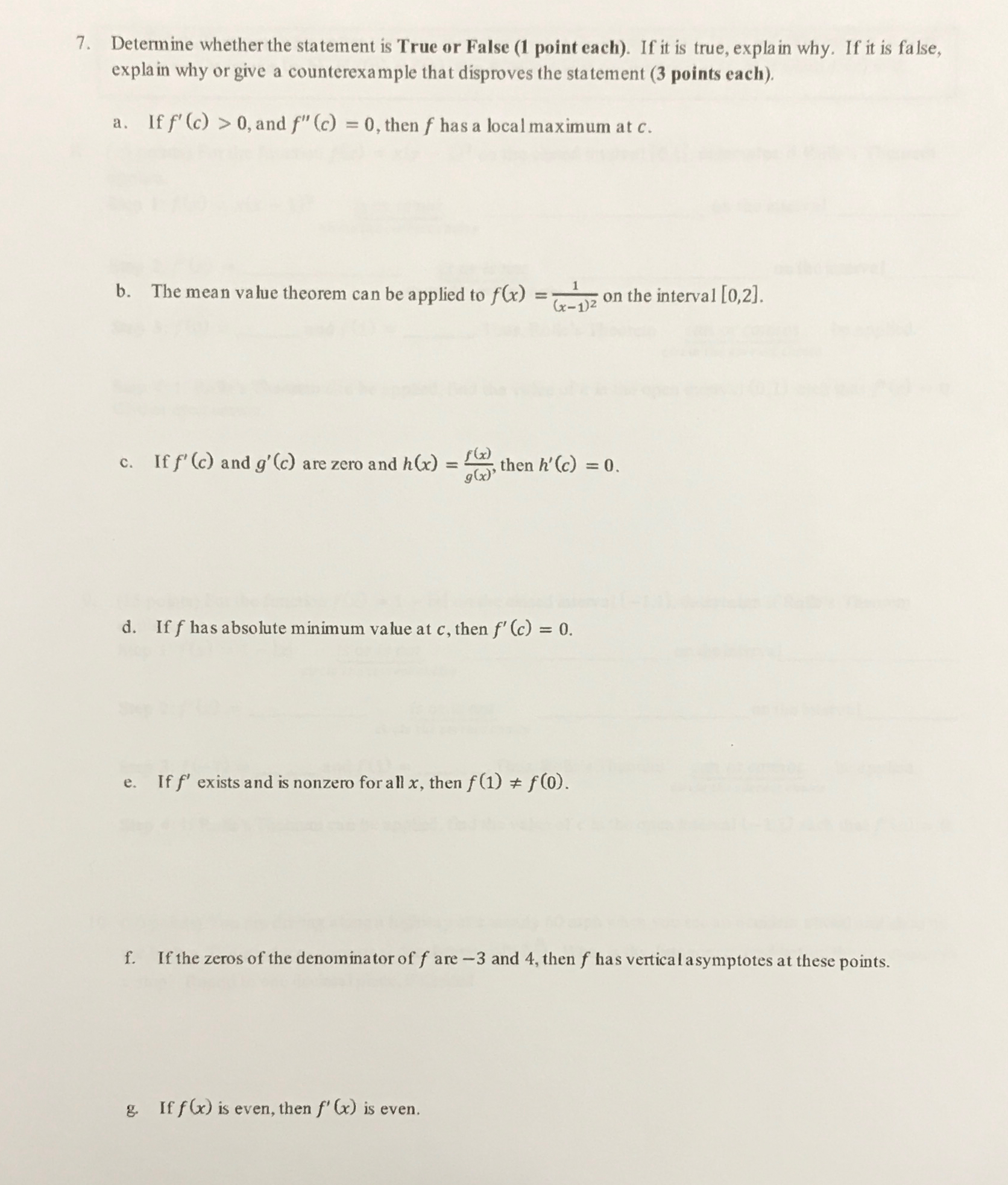 Solved Determine whether the statement is True or False (1 | Chegg.com