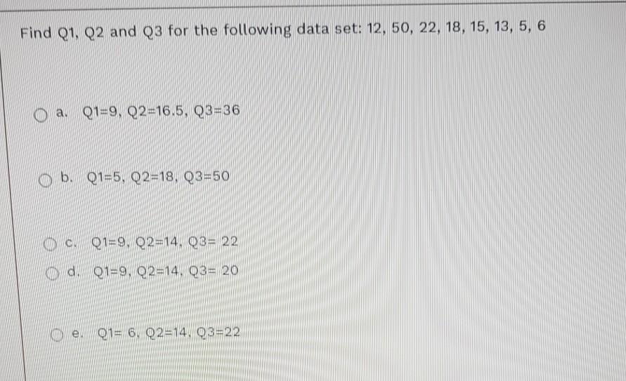 Solved Find Q1, Q2 and Q3 for the following data set: 12, | Chegg.com