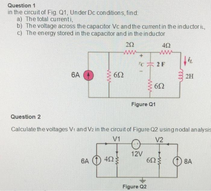 Solved Question 1 in the circuit of Fig. Q1, Under Dc | Chegg.com
